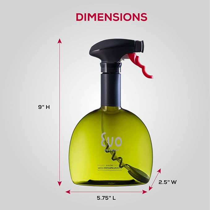 Evo Oil Sprayer Original, Non-Aerosol for Olive, Cooking Oils, and Vinegars, Green, 24-Ounce Capacity