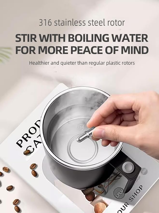Self Stirring Mug,Self Stirring Coffee Mug,Suitable for Coffee, Milk, Cocoa and Other Beverages (Daik Black, 12 Ounces)