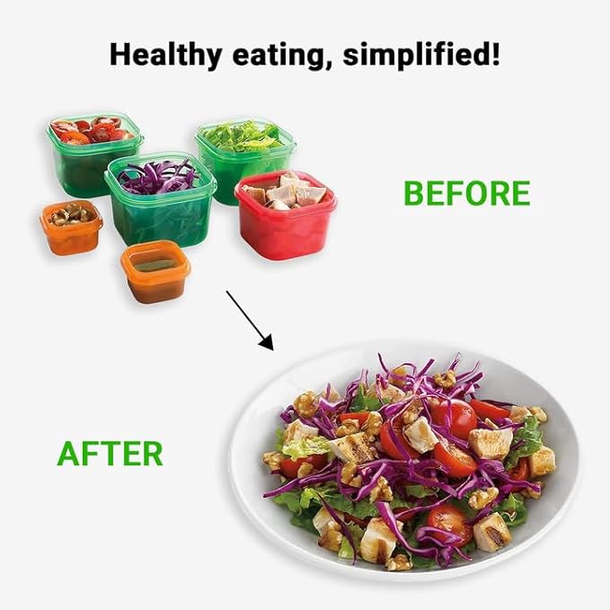 Beachbody 21 Day Fix 7-Piece Kit: Color-Coded Portion Control Containers for Meal Prep and Weight Loss, Ideal for Food Storage, BPA-Free, Reusable, with Secure Locking Lids for Freshness