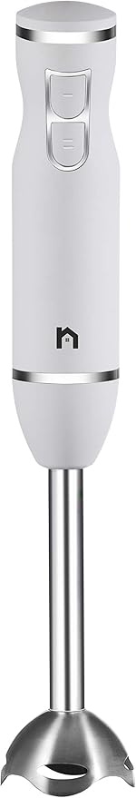 Immersion Hand Blender 2 Speed Stick Mixer with Stainless Steel Shaft & Blade, 300 Watts Easily Food, Mixes Sauces, Purees Soups, Smoothies, and Dips, Ivory