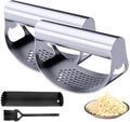 Stainless Steel Garlic Presser, Upgrade Rocker Crusher Masher with Garlic Peeling, 2026 New Portable Manual Stainless Steel Garlic Press for Home Kitchen Utensils (2)