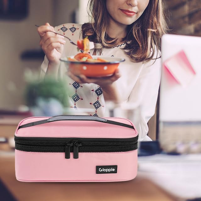 Gloppie Small Lunch Bag - Insulated Lunch Box, Mini Lunchbox Lunch Cooler Bag, Petty Food Containers, Snack Bag, for Adult, Pink