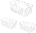 16Lx12W inch Wider Freezer Storage Organizer Baskets Container, Deep Metal Wire Chest Upright Refrigerator Divider Bins with Built-in Handles for Cabinet, Pantry, Closet, Kitchen(3)