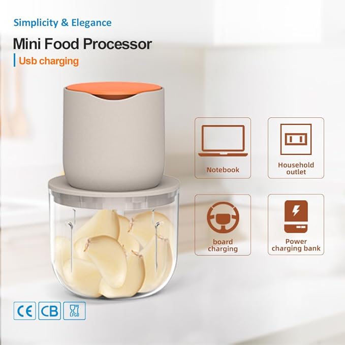 Wireless Electric Food Processor，600ML Electric Food Chopper For Meat,Onions,vegetables,Garlic,Complementary Food, Meat Chopper Blender