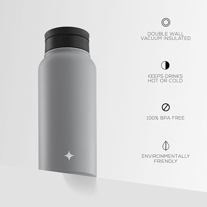 JoyJolt Triple Insulated Water Bottle with Straw Lid AND Flip Lid! 32oz Large Water Bottle, 12 Hour Hot/Cold Vacuum Insulated Stainless Steel Bottle. BPA-Free Leakproof Water Bottles - Thermos Bottle