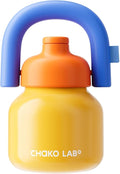 CHAKO LAB Water Bottle with Straw and Carry Handle | Wide Mouth vacuum insulated stainless steel Bottles | Reusable, leak-proof and BPA-free | 33oz(Yellow and blue)