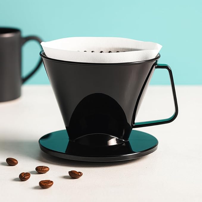 Fino Pour-Over Coffee Brewing Filter Cone, Number 1-Size, Black, Brews 1 to 2-Servings