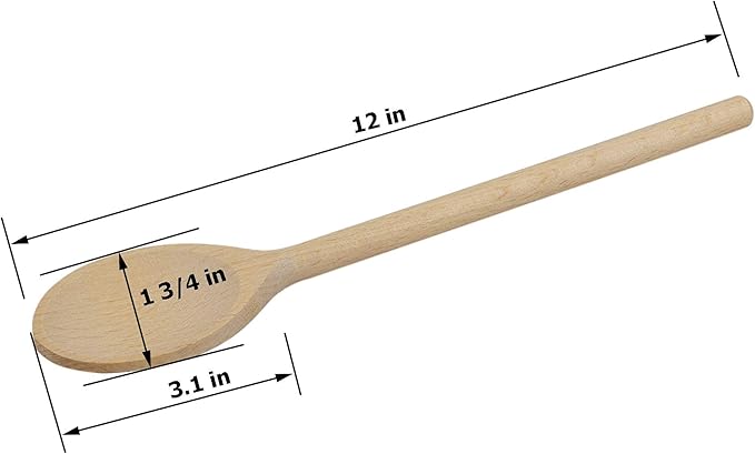 3-PCS 12″ Long Beechwood Wooden Cooking Spoons – Heat-Resistant, Non-Scratch Mixers for Non-Stick Cookware | Sustainably Sourced European Crafting