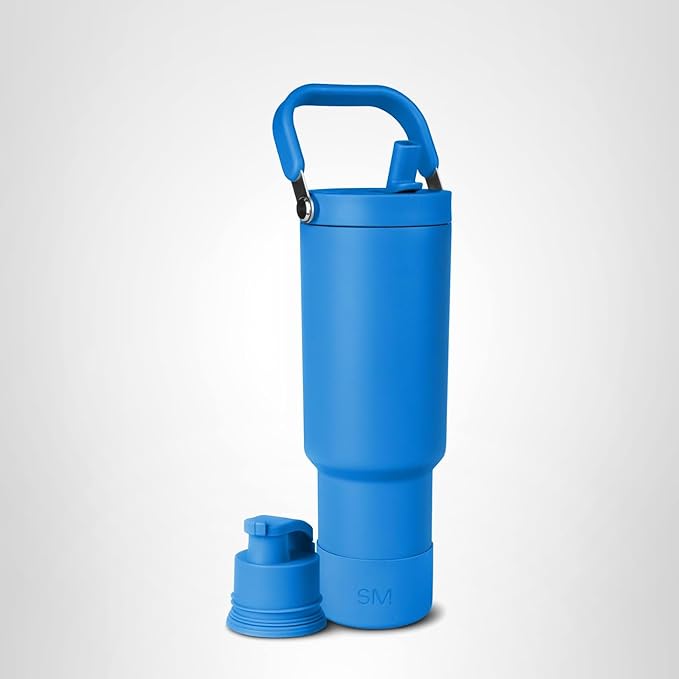Simple Modern Trek Pivot | 40oz Flip Straw Tumbler with Handle | Water Bottle & Boot | Interchangeable Straw & Chug Lids | Insulated Stainless Steel Jug | Gym Sports Outdoors | Supersonic Blue
