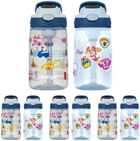 Contigo Aubrey Kids Dinos & Sharks Cleanable Water Bottle with Silicone Straw Spill-Proof Lid Dishwasher Safe 14oz 2-Pack (Pack of 4)