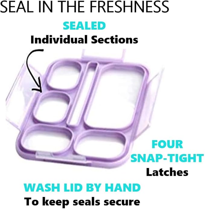 kinsho Bento Box Lunch Boxes and Snack Containers, Value Pack for Kids Girls Boys | Leakproof Portion Boxes for School Pre-School Toddler Daycare Travel, BPA Free | Set of 4, Pink Purple
