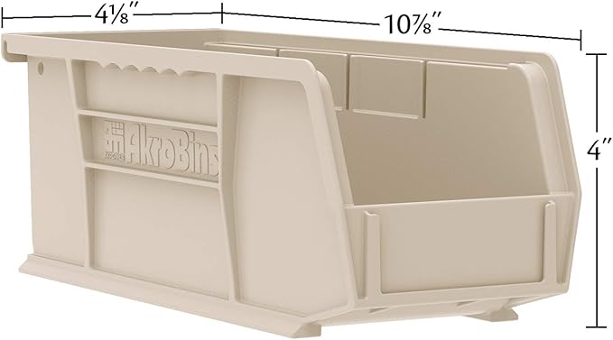 Akro-Mils 30224 AkroBins Plastic Storage Bins, Space-Saving Stackable Bins for Garage, Pantry, Craft Organization, 11" L x 4" W x 4" H, Yellow, 12-Pack