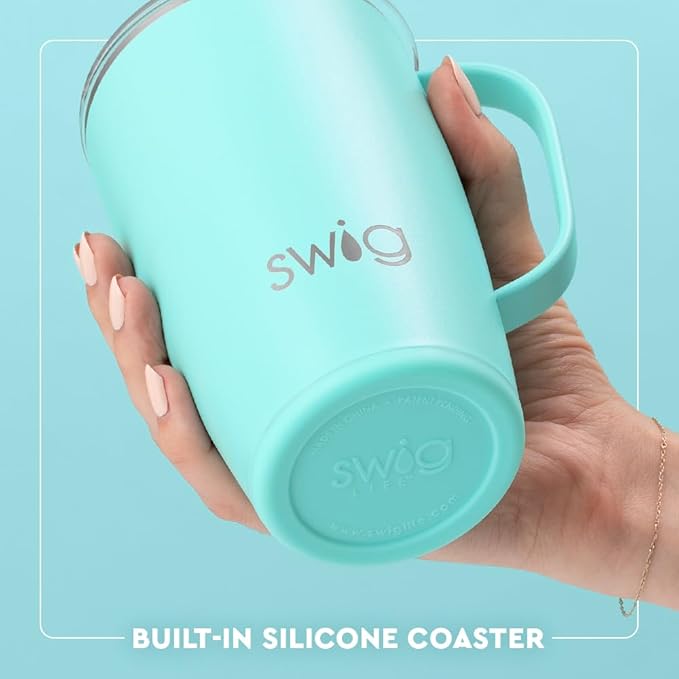 Swig Life 18oz Travel Mug, Insulated Tumbler with Handle and Lid, Cup Holder Friendly, Dishwasher Safe, Stainless Steel, Travel Coffee Cup (Moon Shine)