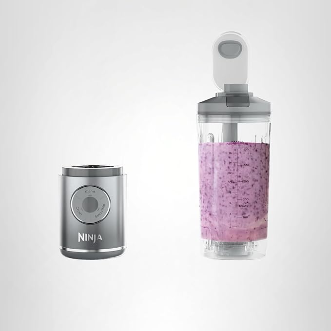 Ninja Blast Max, Portable Blender + Twist & Go, Personal Smoothie, Blend, Ice Crush, 3 Programs, Cordless, 22 oz removable Vessel, Dishwasher Safe, Leakproof, Silver, BC251SL
