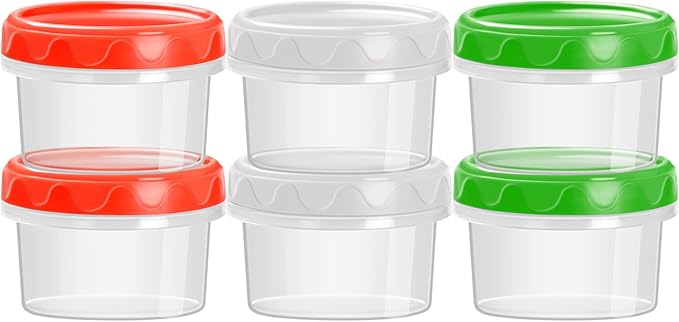 EONJOE 4oz Plastic Containers with Lids Reusable Dishwasher Freezer Safe Airtight, 6-Pack