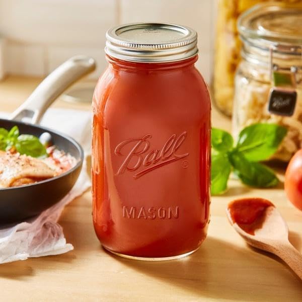 Ball Regular Mouth Glass Mason Jars with Lids and Bands, Used for Canning (Quart, 32 Ounce (Pack of 6))