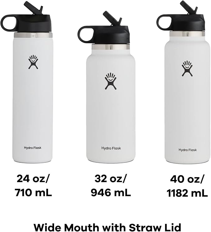 Hydro Flask 32 oz Wide Mouth Straw Lid Black