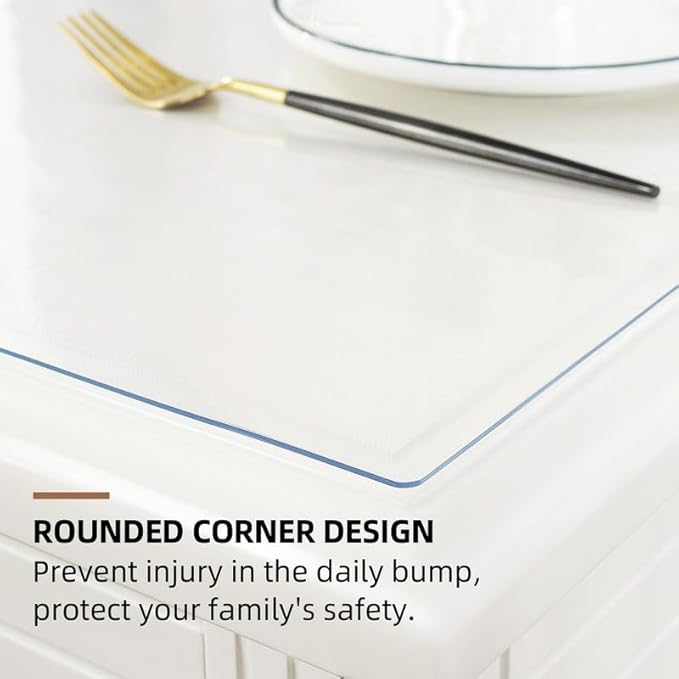Warmstar Clear Table Cover Protector 48 x 72 Inch,1.5mm Thick Plastic Table Cover Rectangle,PVC Clear Table Protector，Desk Protector Mat for Kitchen, Dresser, Writing Desk，Dining Room Table