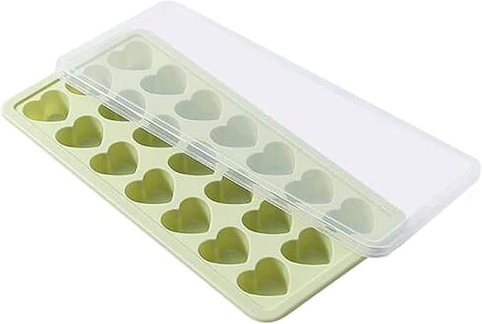 Silicone Heart Shaped Ice Cube Tray with Lid,21 Holes Small Heart Ice Cube Tray Ice mold,Mini Silicone Ice Tray,Easy to Remove,Easy to Clean,BPA Free