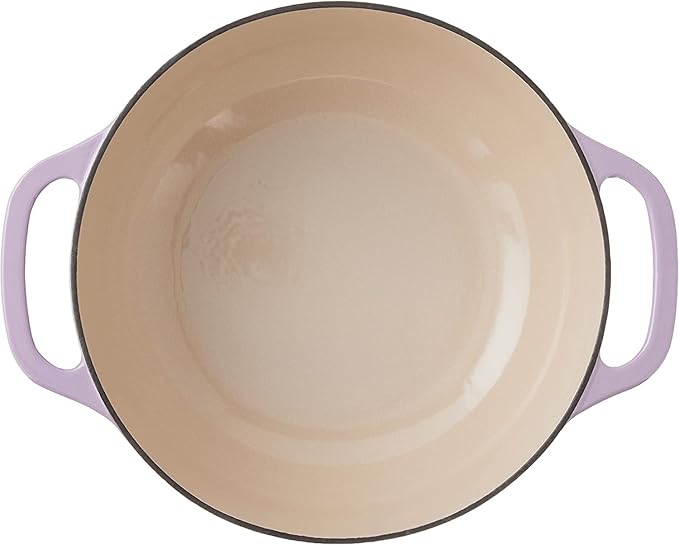 Lodge 7.5 Quart Enameled Cast Iron Oval Dutch Oven with Lid – Dual Handles – Oven Safe up to 500° F or on Stovetop - Use to Marinate, Cook, Bake, Refrigerate and Serve – Lilac