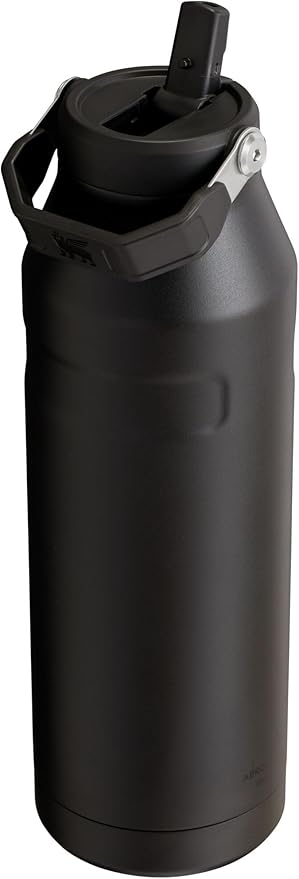STANLEY IceFlow Flip Straw 2.0 Water Bottle 50 OZ | Built-In Straw with Larger Opening | Lightweight & Leak-Resistant | Insulated Stainless Steel | BPA-Free | Black 2.0