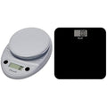 Escali Primo Kitchen and Bathroom Bundle - P115C Digital Kitchen Scale, Chrome, 11 Pound Capacity, and B180SB Slim Glass Bathroom Scale, Black, 400 Pound Capacity, Digital Display