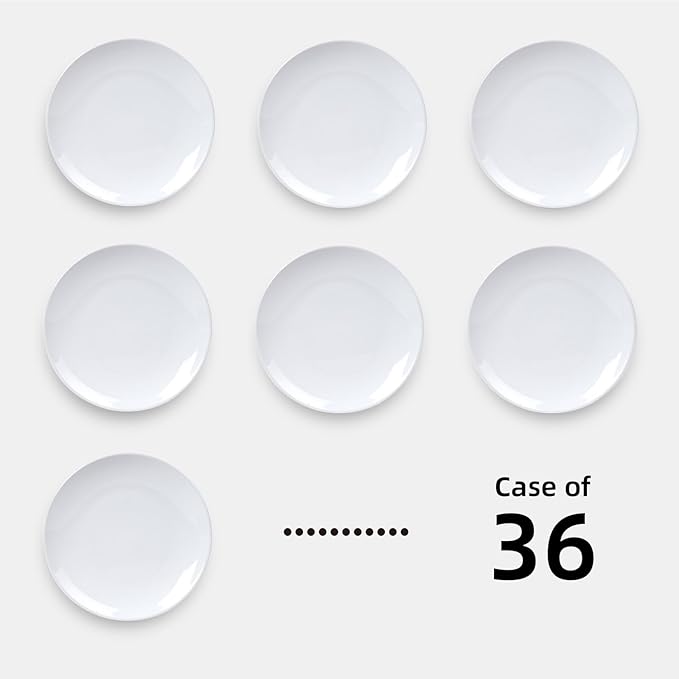 Stoneware Coupe Commercial Grade Dinnerware Bright White, Plate 6.5", Case of 36