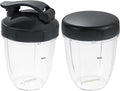 Blender Cups Replacement for Nutribullet Blender 18oz Cups with Flat Lid and Flip Top To Go Lid, Compatible with Nutribullet 600W/ 900W Blenders (2 Pack)
