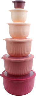 COOK WITH COLOR Prep Bowls with Lids- Wide and Deep Nesting Plastic Small Mixing Bowl Set with Lids, 12 Piece Set - Deep Bowls, Rose