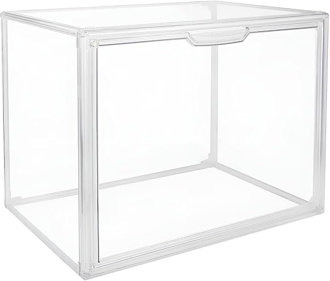 Clear Stackable Plastic Storage Bins with Lid (Clear-L-3 Pack)