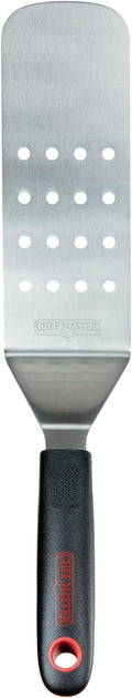 Chef Master 90285 High Heat Perforated Flexible Turner Spatula, 7.6" x 2.87" Blade | Heat Resistant Handle | Slip Resistant Grip | Dishwasher Safe