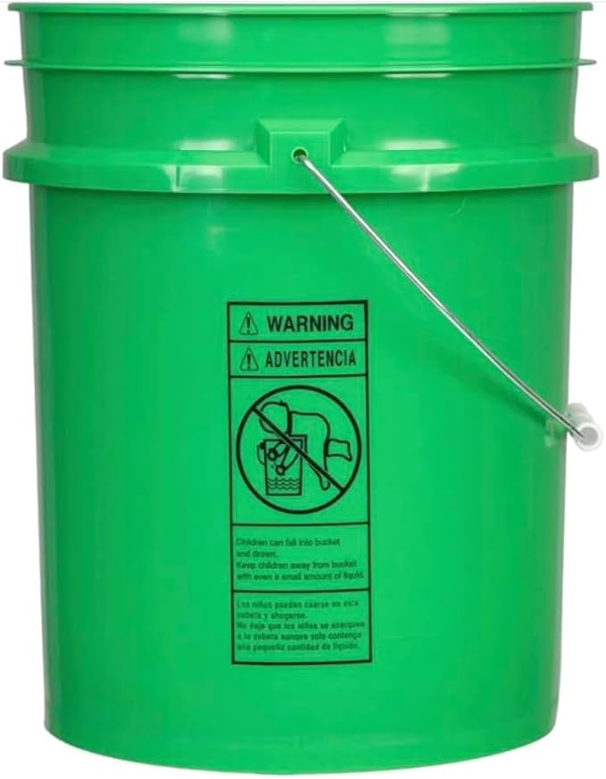 House Naturals 5 Gallon Premium HPDE Plastic Bucket - Made in USA Food Grade Storage Container, BPA Free All Purpose Pail (3, Green)