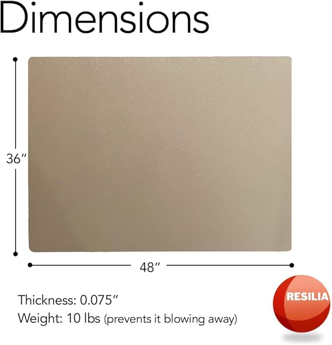 RESILIA Large Under Grill Mat – Heavy Duty, Reusable Outdoor Floor Protector Mats for Deck, Patio, & Garage – 36 Inch x 48 Inch, Beige/Tan Orange Peel, Made in The USA