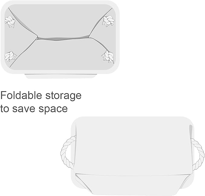 TheWarmHome Storage Basket for Organizing - Small 6 Pack 11.8x7.8x5.2 inch Gifts for Empty with Rope, Fabric Storage Cubes for Decorative Cloth Dog Livehome (White)