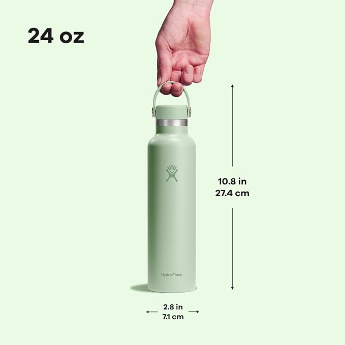 Hydro Flask Water Bottle - Insulated Stainless Steel - Non Spill, Leakproof in 24 Oz Aloe Green