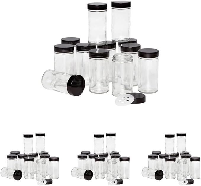 Kamenstein 5244227 Empty Jars With Black Cap, 3-Ounce (Pack of 48)