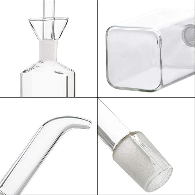 LandHope Oil Bottle Glass Olive Oil Dispenser Bottle Glass Cooking Oil Vinegar Measuring Dispenser With Spout for Kitchen and BBQ (500 ml/17 oz)