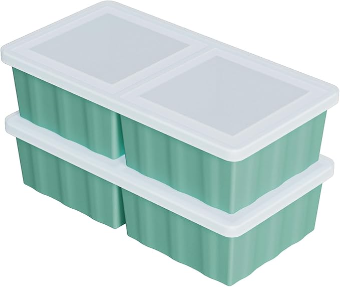Silicone Freezer Tray for Soup Ice Cubes: 2-Cup Freezing Tray with Lid for Meal Prep - 2Pack Silicon Soup Portion Freeze Trays Make Stock Souped Ice Cube