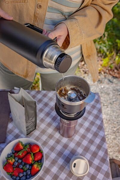 STANLEY Perfect Brew Pour Over | Manual Single Cup Coffee Maker | Drip Coffee Maker with Reusable Filter | Easy Clean Stainless Steel | BPA-Free | Charcoal Glow