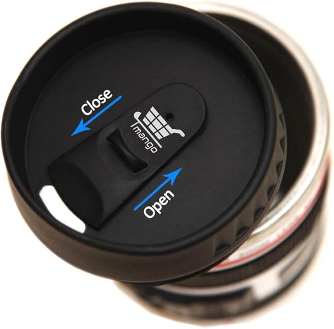 Camera Lens Coffee Mug with Slider Lid - Unique Photographer Gifts for Men & Women, Camera Mug Fun Shutterbug Gift Idea