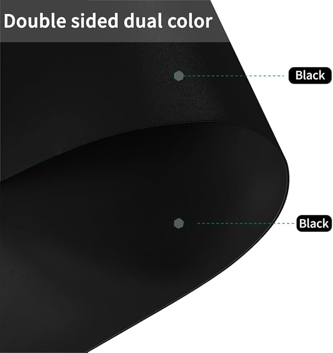 Leather Desk Mat,1.8mm Thick,15.75x63 Inch Desk Cover,Desk Protector Mat,Dresser Cover Top,Leather Table Cover,Side Table Cover,Office Desk Cover,Office Table Cover(Black+Black,15.75x63)