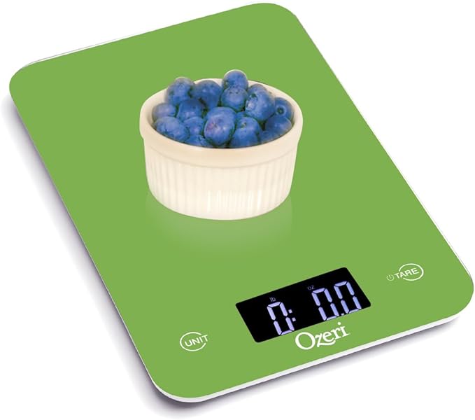 Ozeri Touch Professional Tempered Glass Digital Kitchen Scale, Lime Green