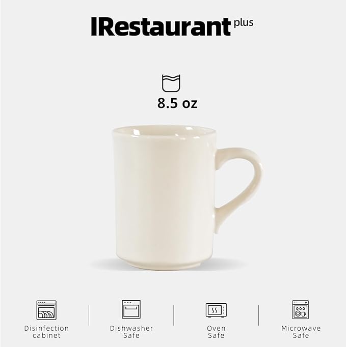 Stoneware Narrow Rim Commercial Grade Dinnerware (America White, Mug 8.5oz)