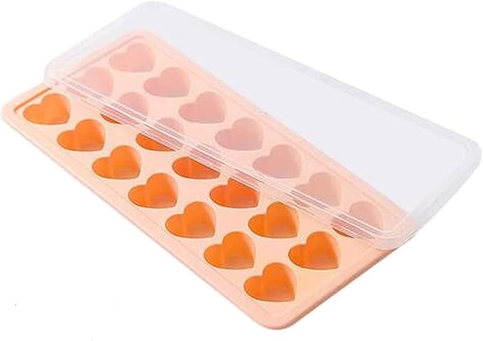Heart Shaped Ice Cube Trays - Silicone Heart Ice Cube Tray with Lid,Heart Shaped Ice Cube Molds,Small Heart Ice Tray Silicone,Easy to Remove
