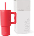 Simple Modern Kids 24 oz Tumbler with Handle and Silicone Straw Lid | Spill Proof and Leak Resistant | Reusable Stainless Steel Bottle | Gift for Kids Boys Girls | Trek Collection | Radiate Red