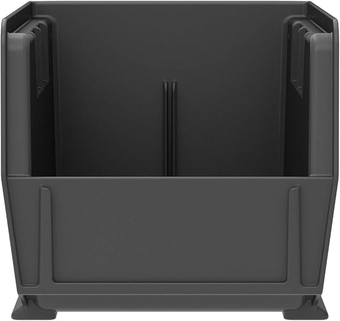 Akro-Mils 30230 AkroBins Plastic Storage Bins, Space-Saving Stackable Bins for Garage, Pantry, Craft Organization, 11-" x 5-" x 5-", Black, 12-Pack