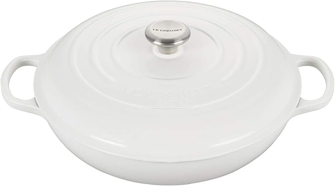 Le Creuset Enameled Cast Iron Signature Braiser, 5 qt., White