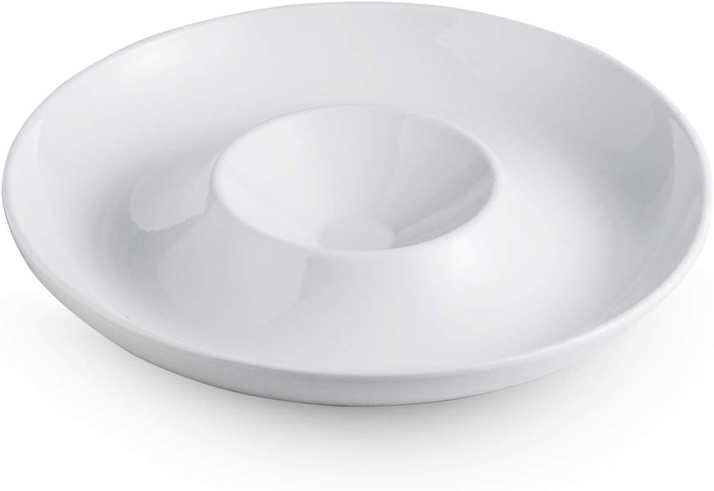 LAUCHUH Porcelain Chip and Dip Serving Set Divided Serving Trays Appetizers and Cheeses Serving Platter Compartment Dish for Thanksgiving, Christmas, Snack, Fruit, Veggies, Candy, 12-inch Set of 1