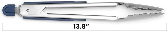 Misen Kitchen Tongs - Dishwasher Safe, Heavy Duty - Precision Stainless Steel Grilling Tool - Heat Resistant - Perfect for Serving and Air Frying - 13 Inch | Blue