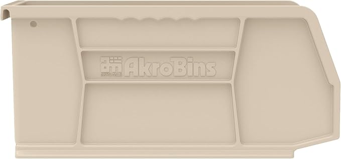 Akro-Mils 30230 AkroBins Plastic Storage Bins, Space-Saving Stackable Bins for Garage, Pantry, Craft Organization, 11-Inch x 5-Inch x 5-Inch, Stone, 12-Pack
